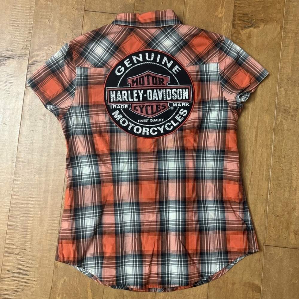 Harley-Davidson Plaid Shirt - orange and Black
